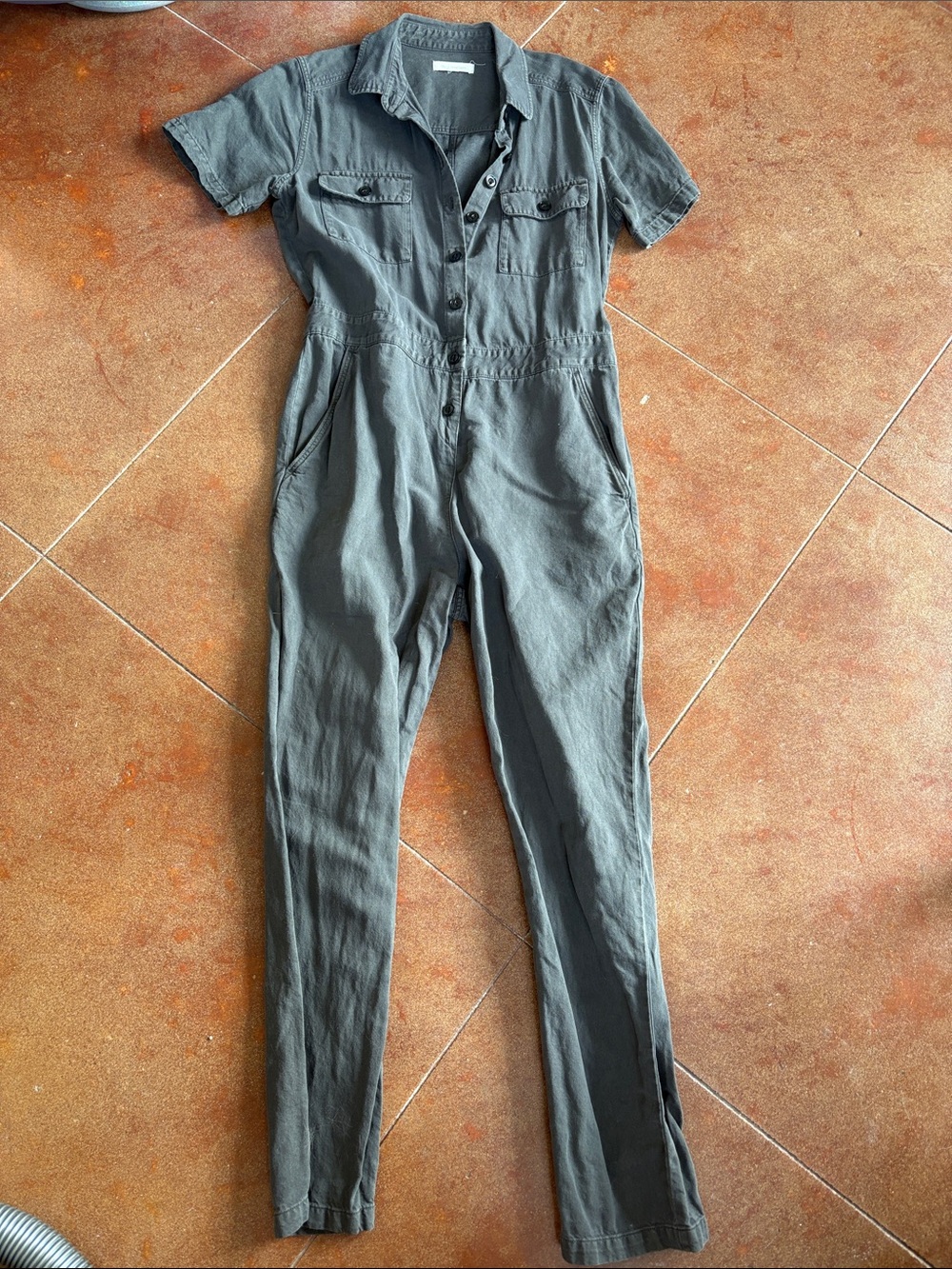Outknown S.E.A Utility Short-Sleeve Jumpsuit in Charcoal Gray